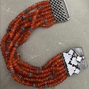 Orange bead 925 Silver bracelet